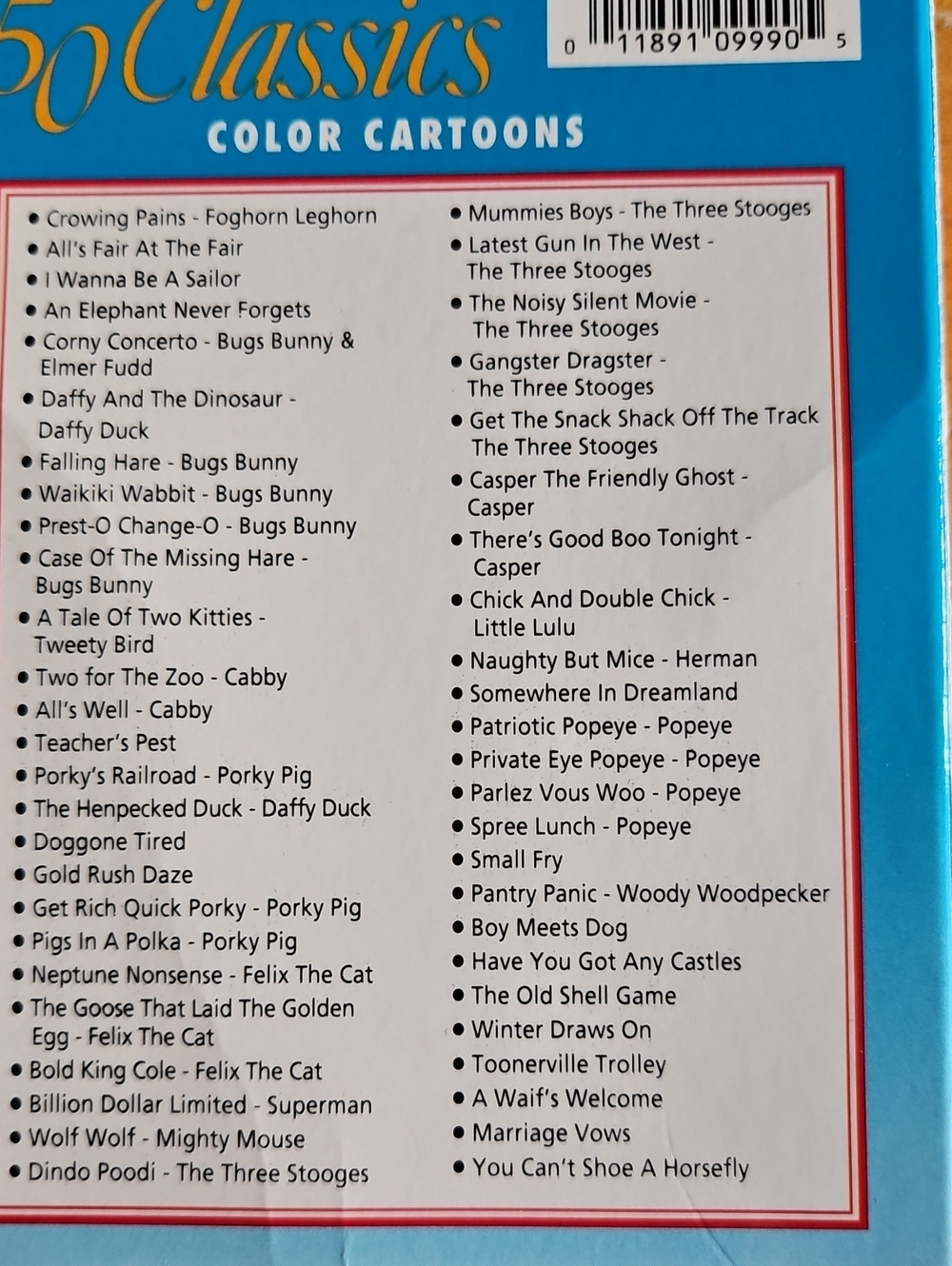50 Classics Volume 1 & 2 Cartoon VHS Set - Blue & Green Covers - Picture 7 of 7